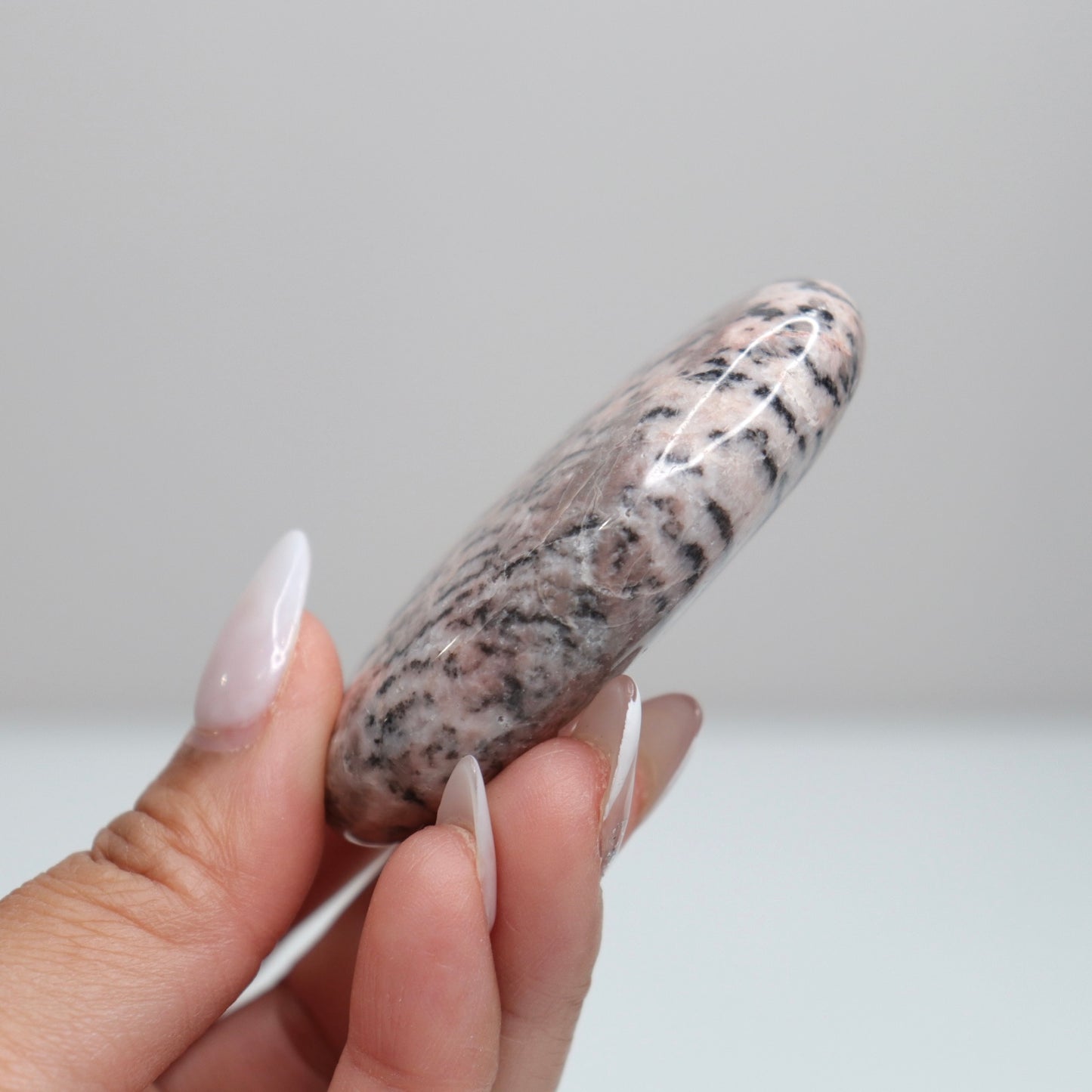 Pink Zebra Jasper Palm Stone | 4