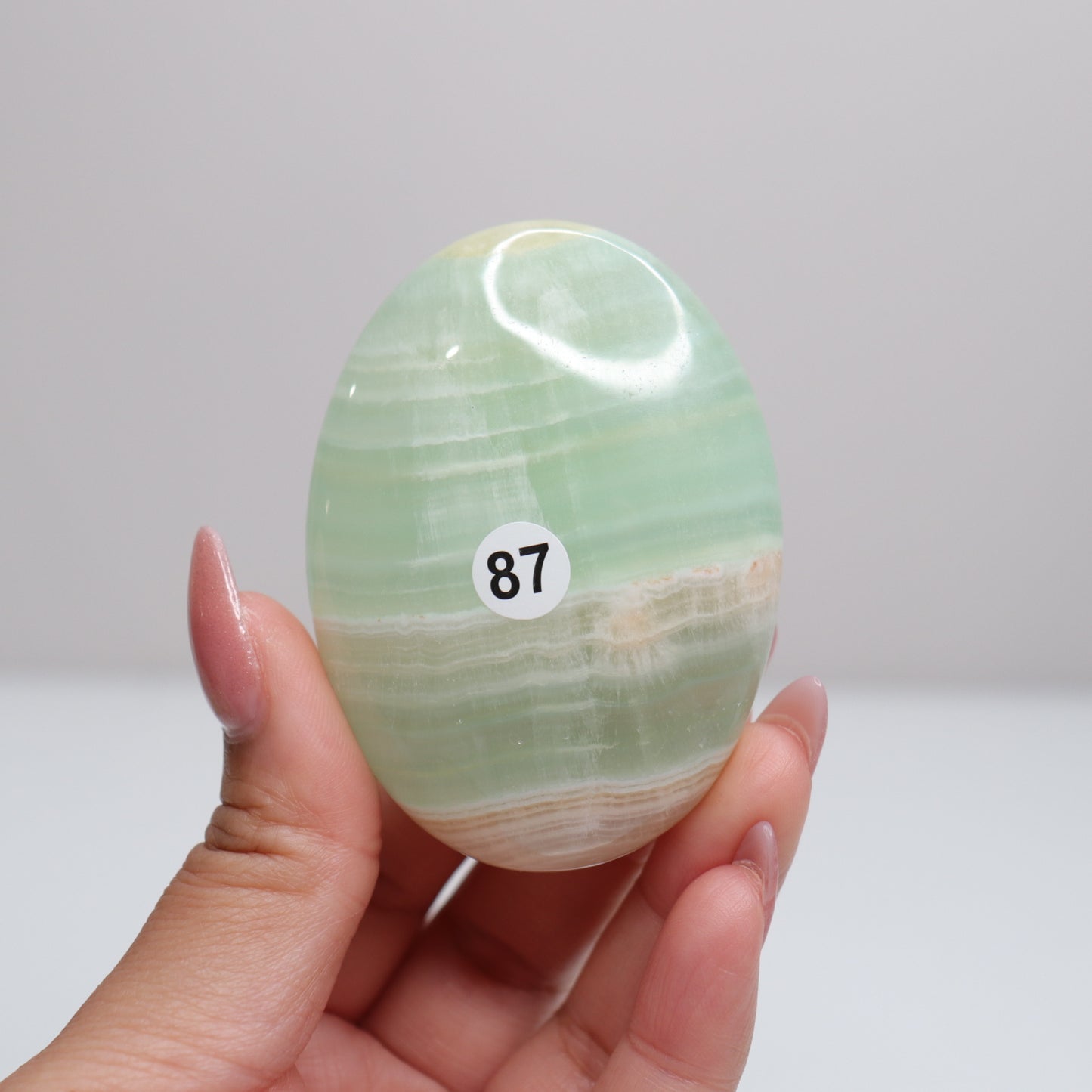 Pistachio Calcite Palm Stone | 87