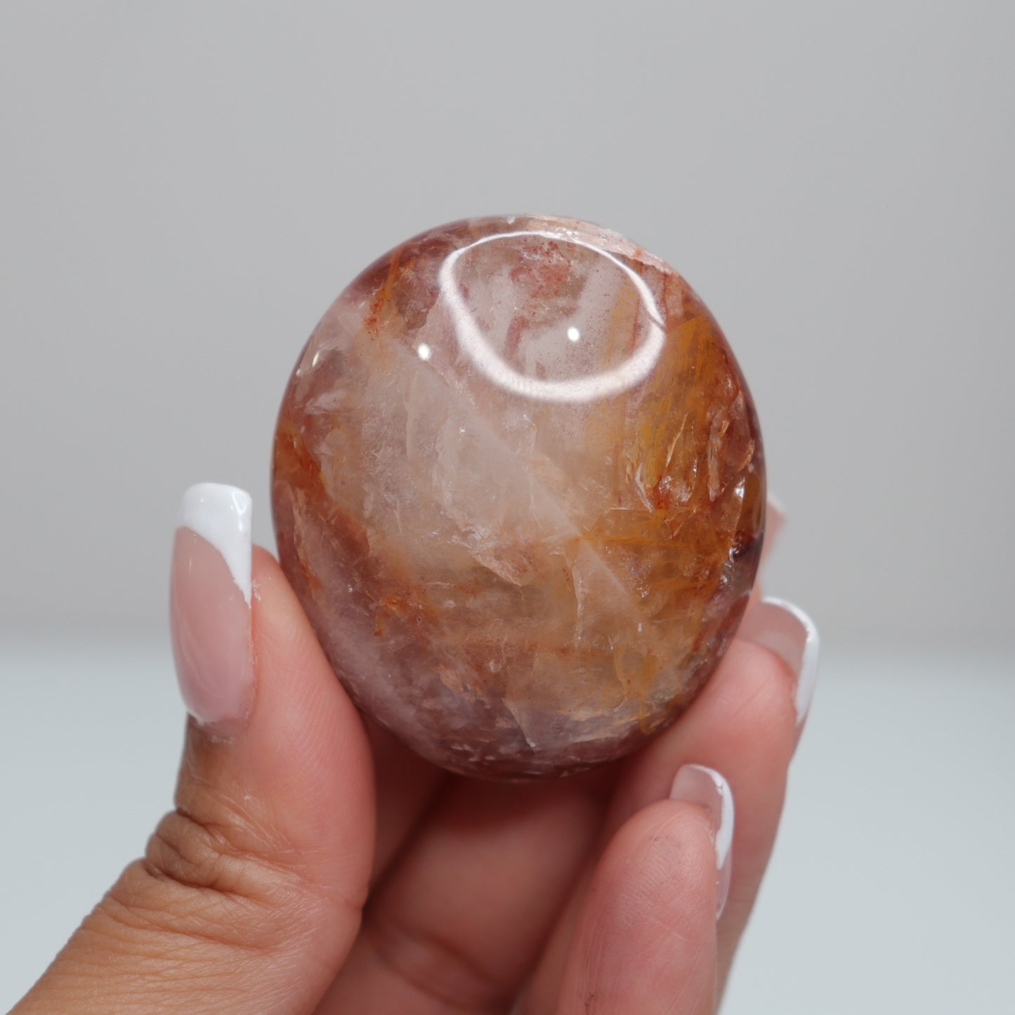 Hematoid Quartz X Golden Healer Palm Stone | 14