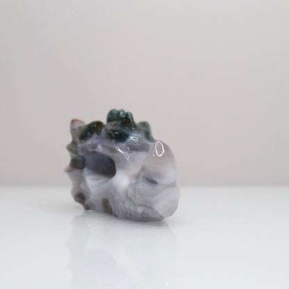 Moss Agate Dragon Head | 2