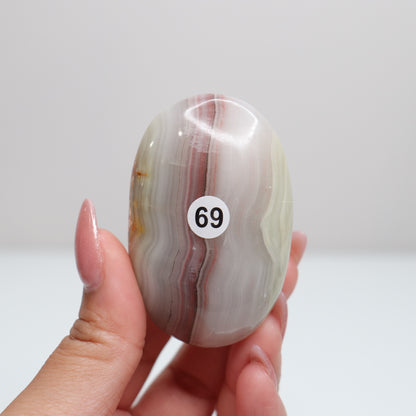 Pink Banded Onyx Palm Stone | 69