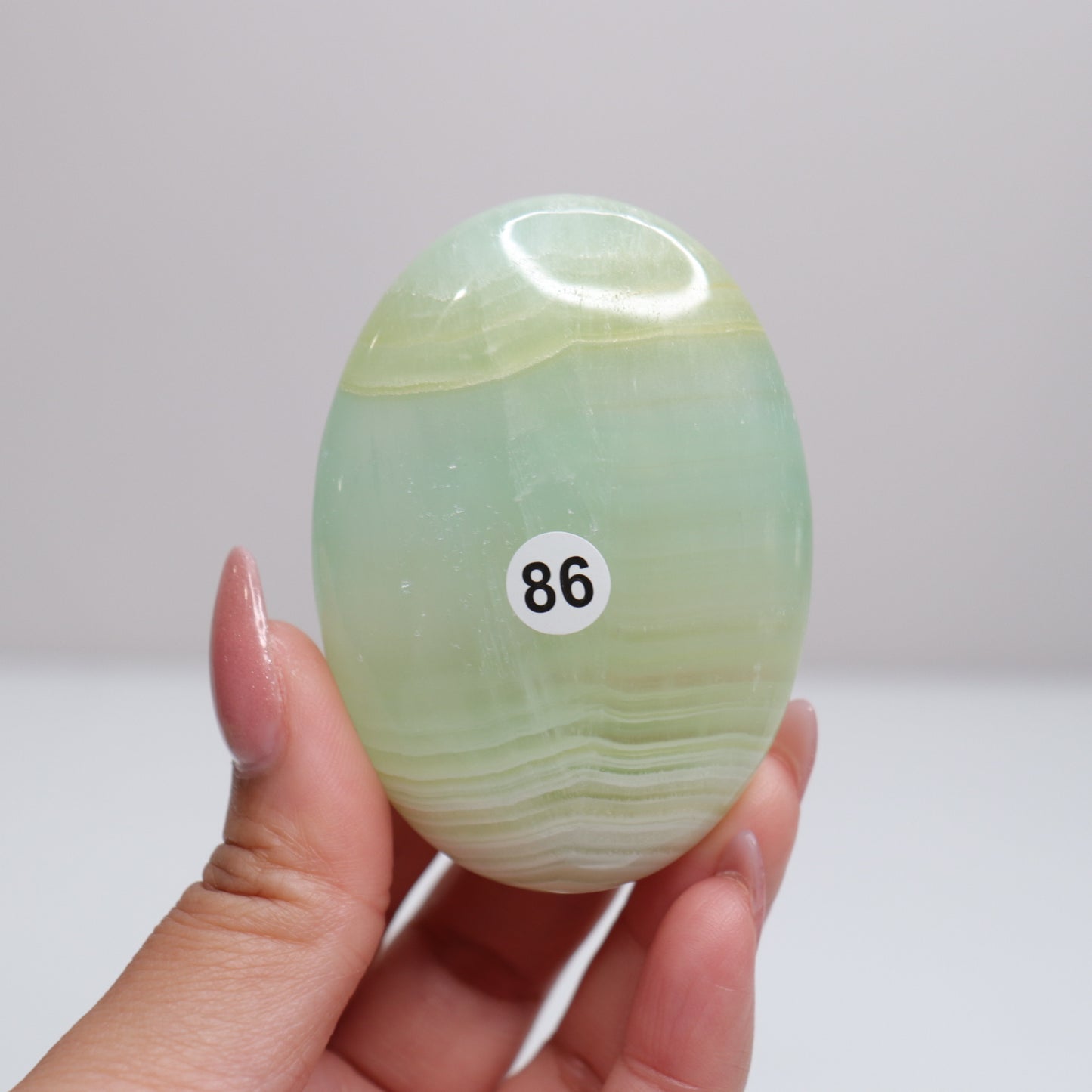 Pistachio Calcite Palm Stone | 86