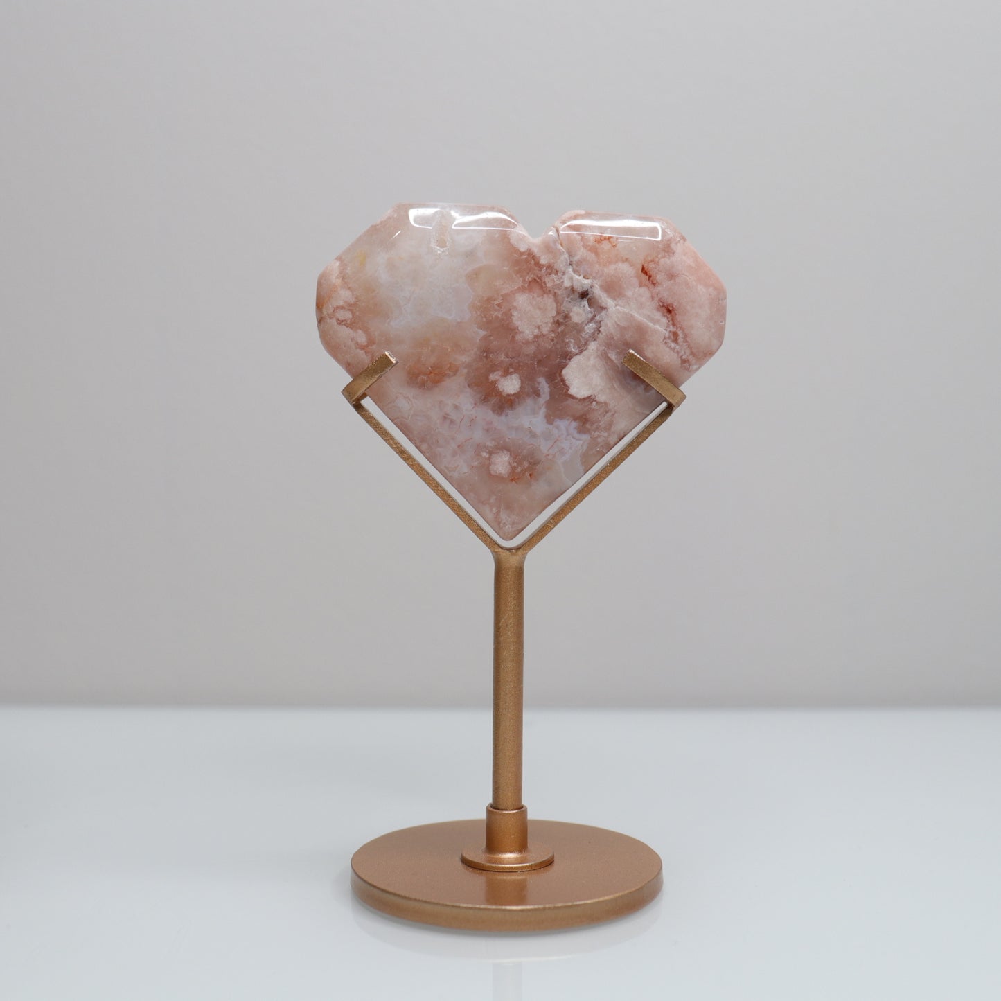 Flower Agate Heart w/ Stand | 3