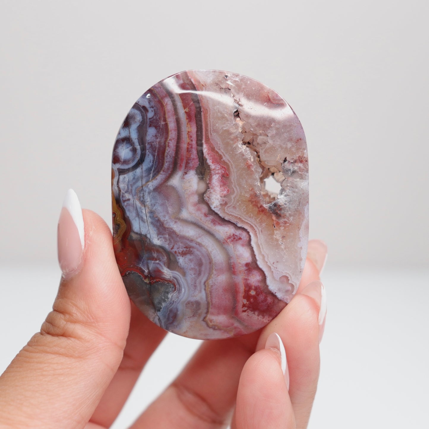 Mexican Lace Agate Palm Stone U