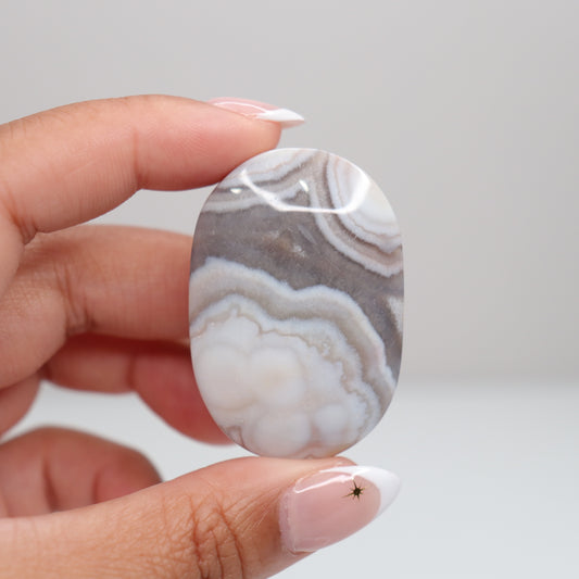 Mexican Lace Agate Palm Stone J