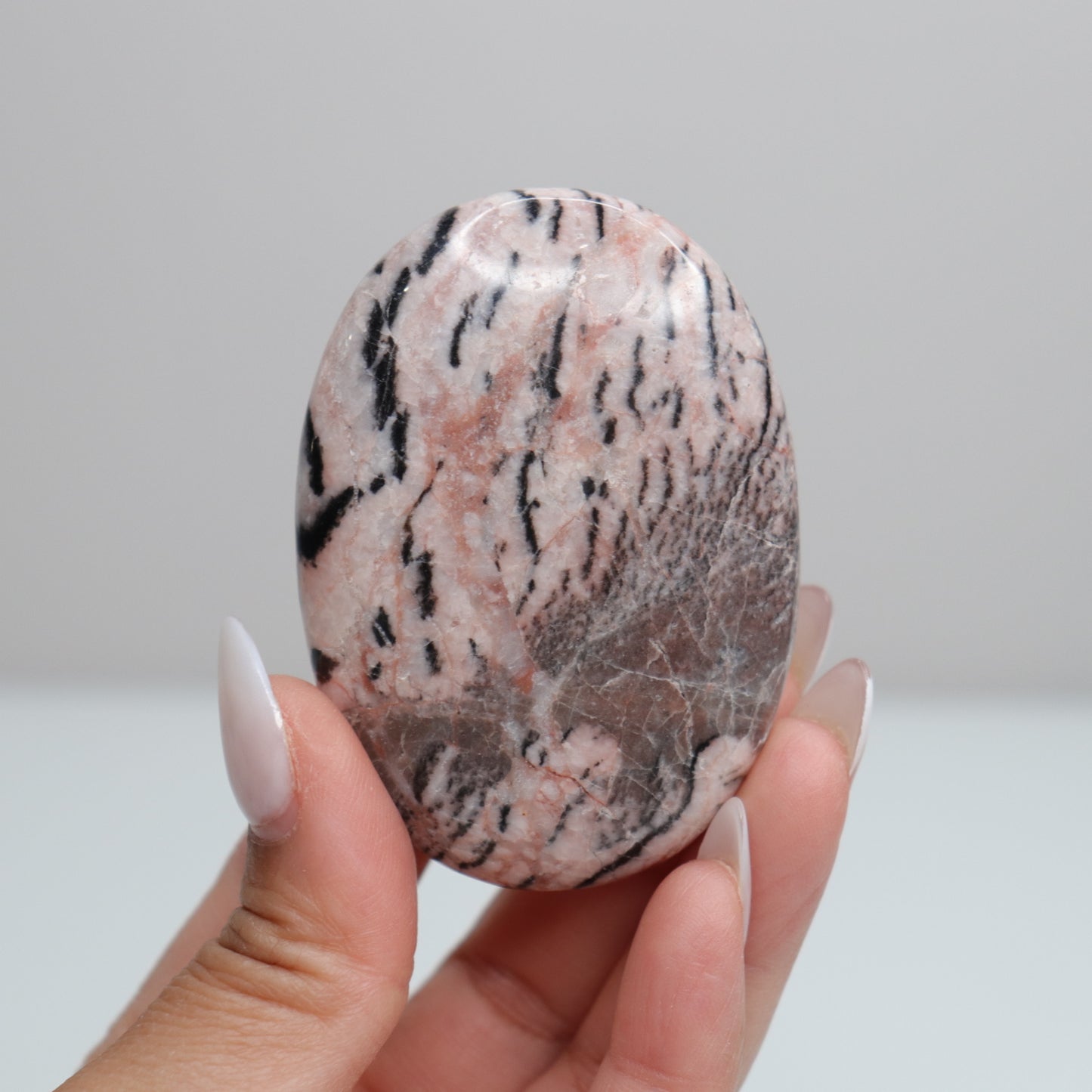 Pink Zebra Jasper Palm Stone | 3