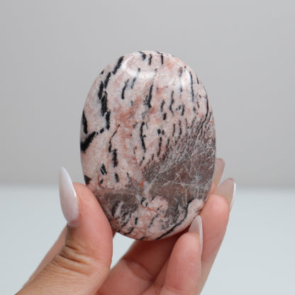 Pink Zebra Jasper Palm Stone | 3
