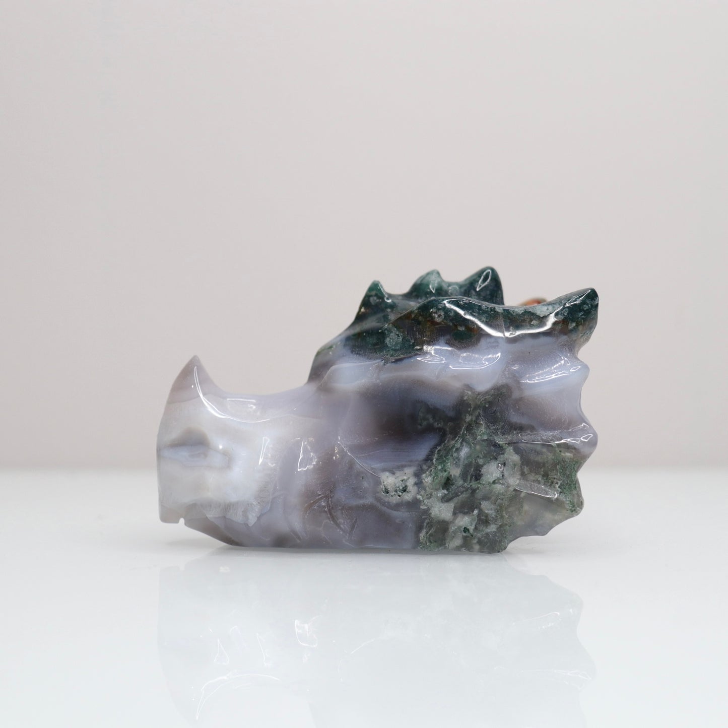 Moss Agate Dragon Head | 2