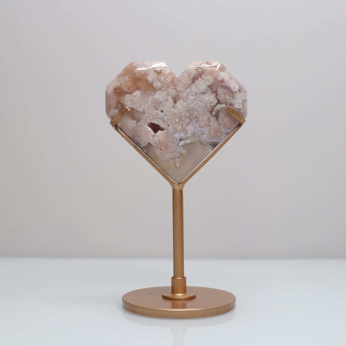 Flower Agate Heart w/ Stand | 1