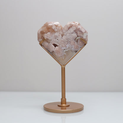 Flower Agate Heart w/ Stand | 1
