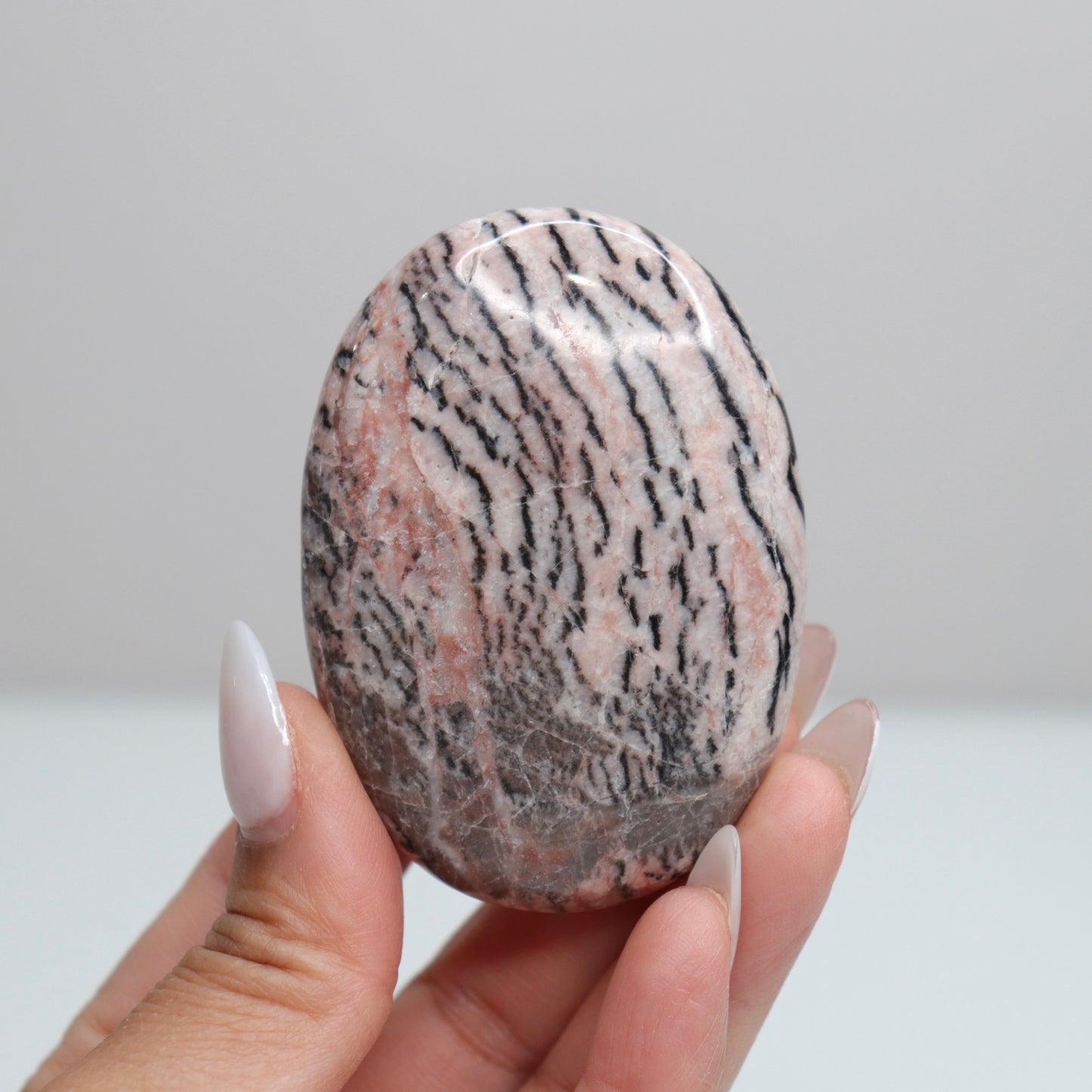 Pink Zebra Jasper Palm Stone | 3