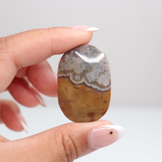 Mexican Lace Agate Palm Stone A