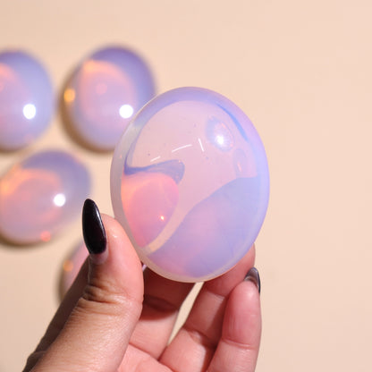 Pink Opalite Palm Stones | Man-Made