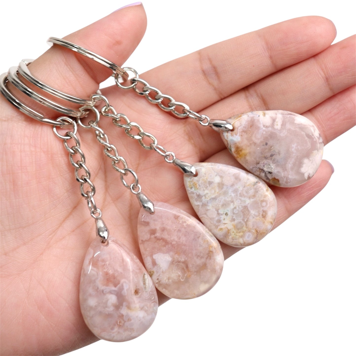 Flower Agate Keychains