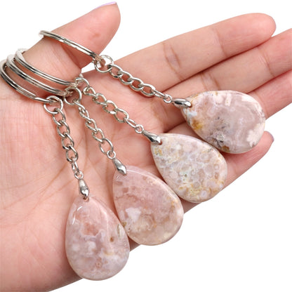Flower Agate Keychains