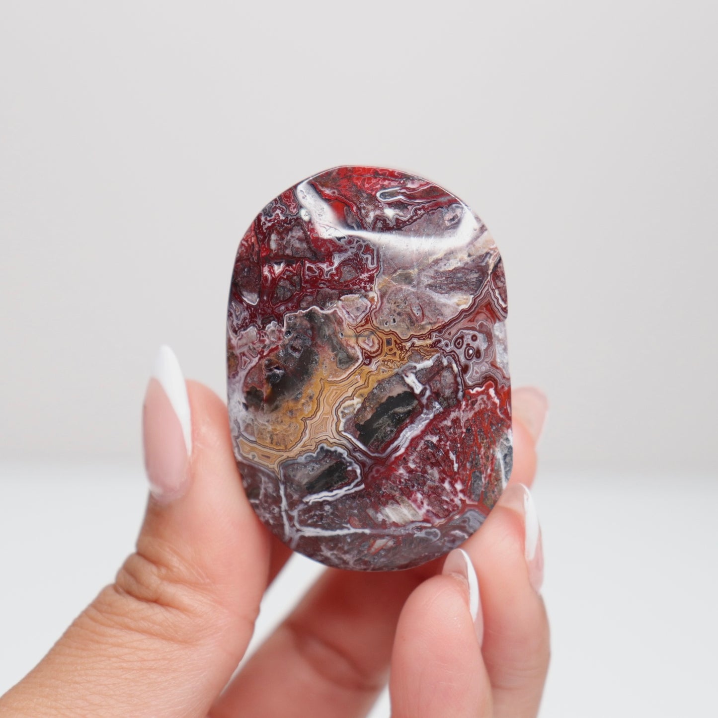 Mexican Lace Agate Palm Stone S
