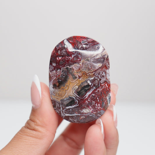 Mexican Lace Agate Palm Stone S