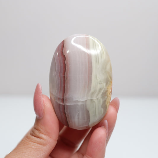 Pink Banded Onyx Palm Stone | 68
