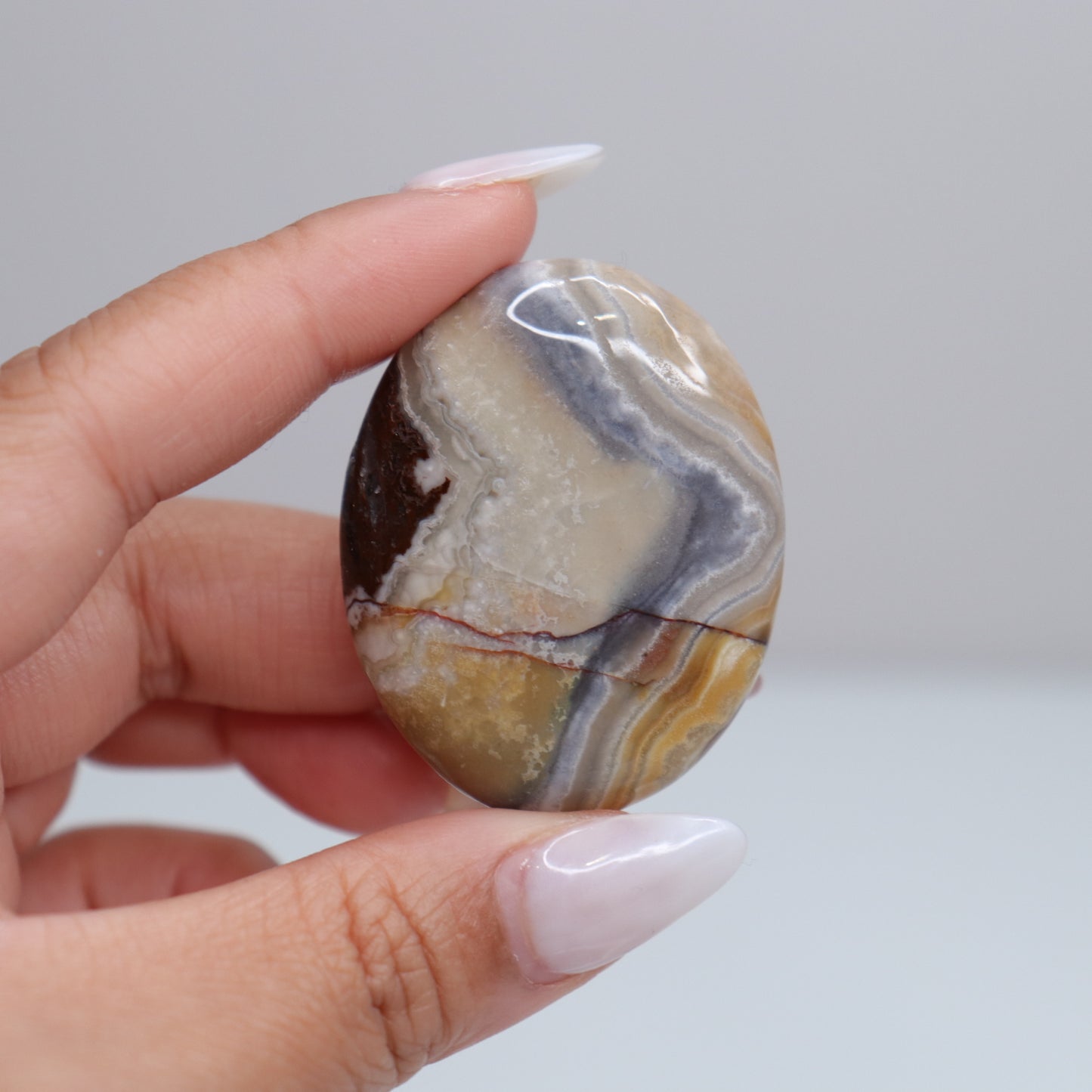 Mexican Lace Agate Palm Stone | 55
