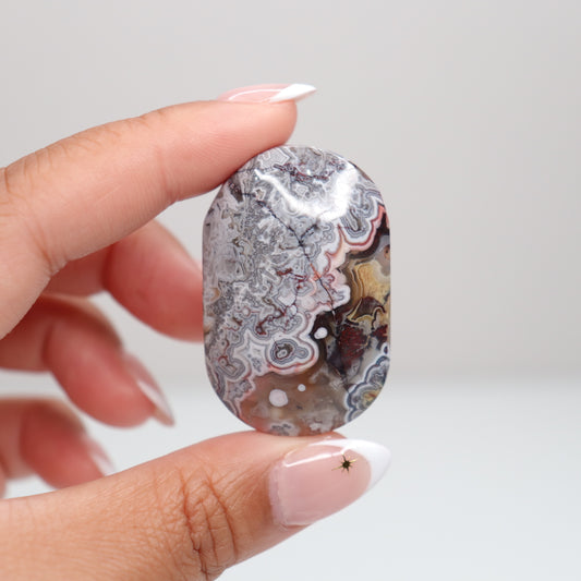 Mexican Lace Agate Palm Stone H