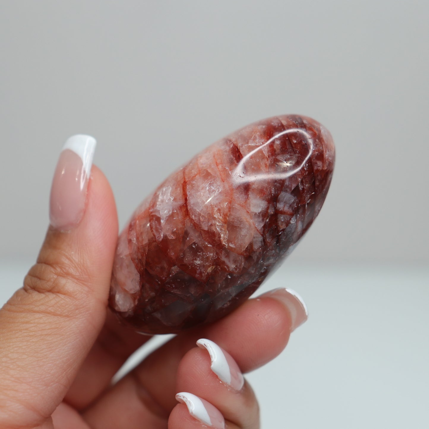 Hematoid Quartz Palm Stone | 15