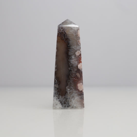 Black Flower Agate & Quartz Tower | 7