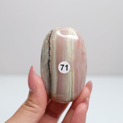 Pink Banded Onyx Palm Stone | 71