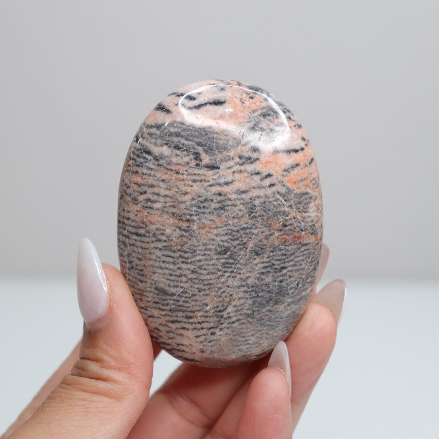 Pink Zebra Jasper Palm Stone | 1