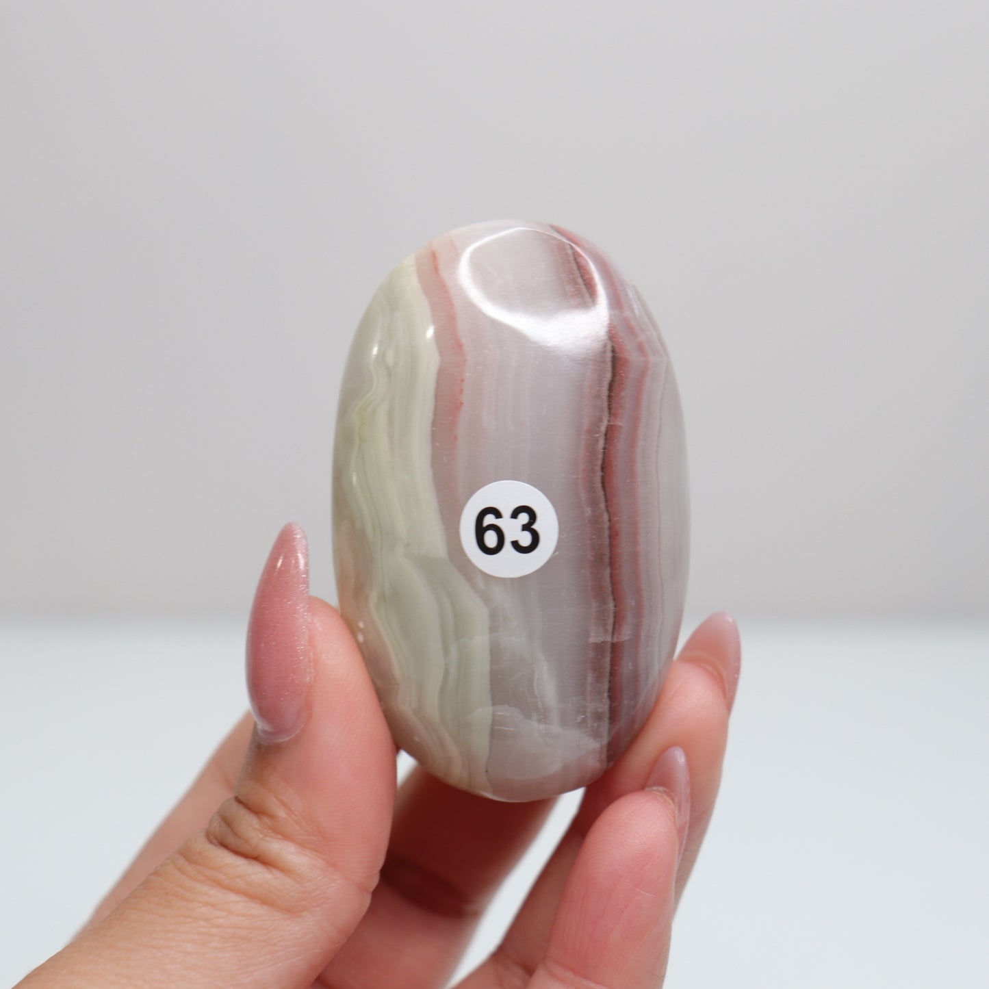 Pink Banded Onyx Palm Stone | 63