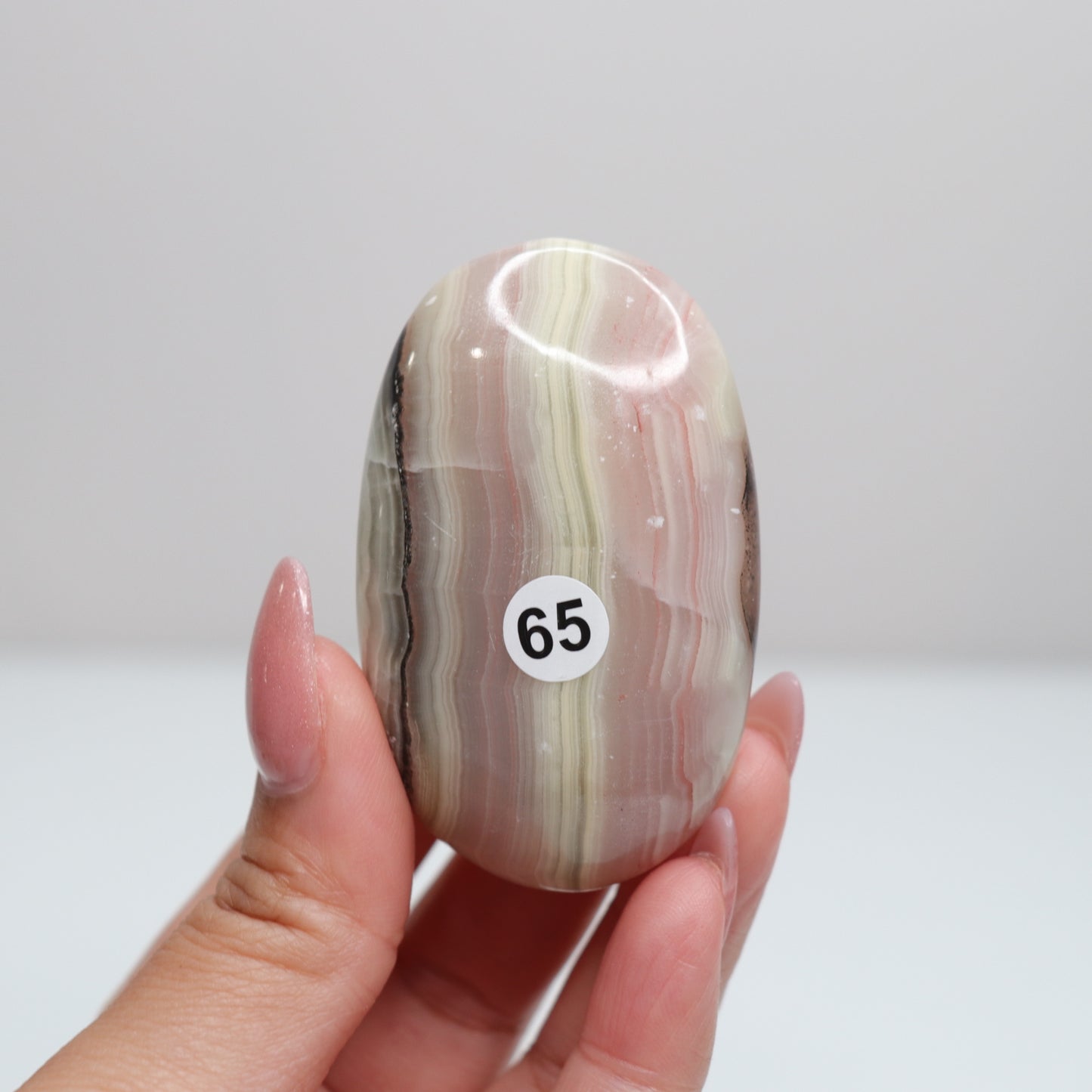 Pink Banded Onyx Palm Stone | 65
