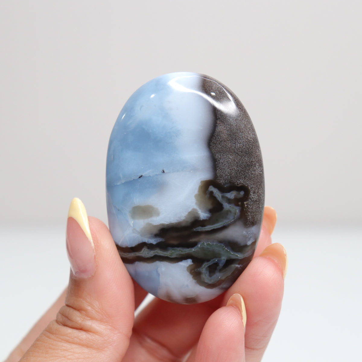 Blue Opal Palm Stone w/Moss 4