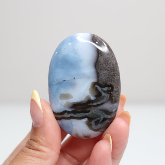 Blue Opal Palm Stone w/Moss 4