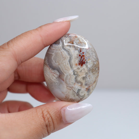 Mexican Lace Agate Palm Stone | 45