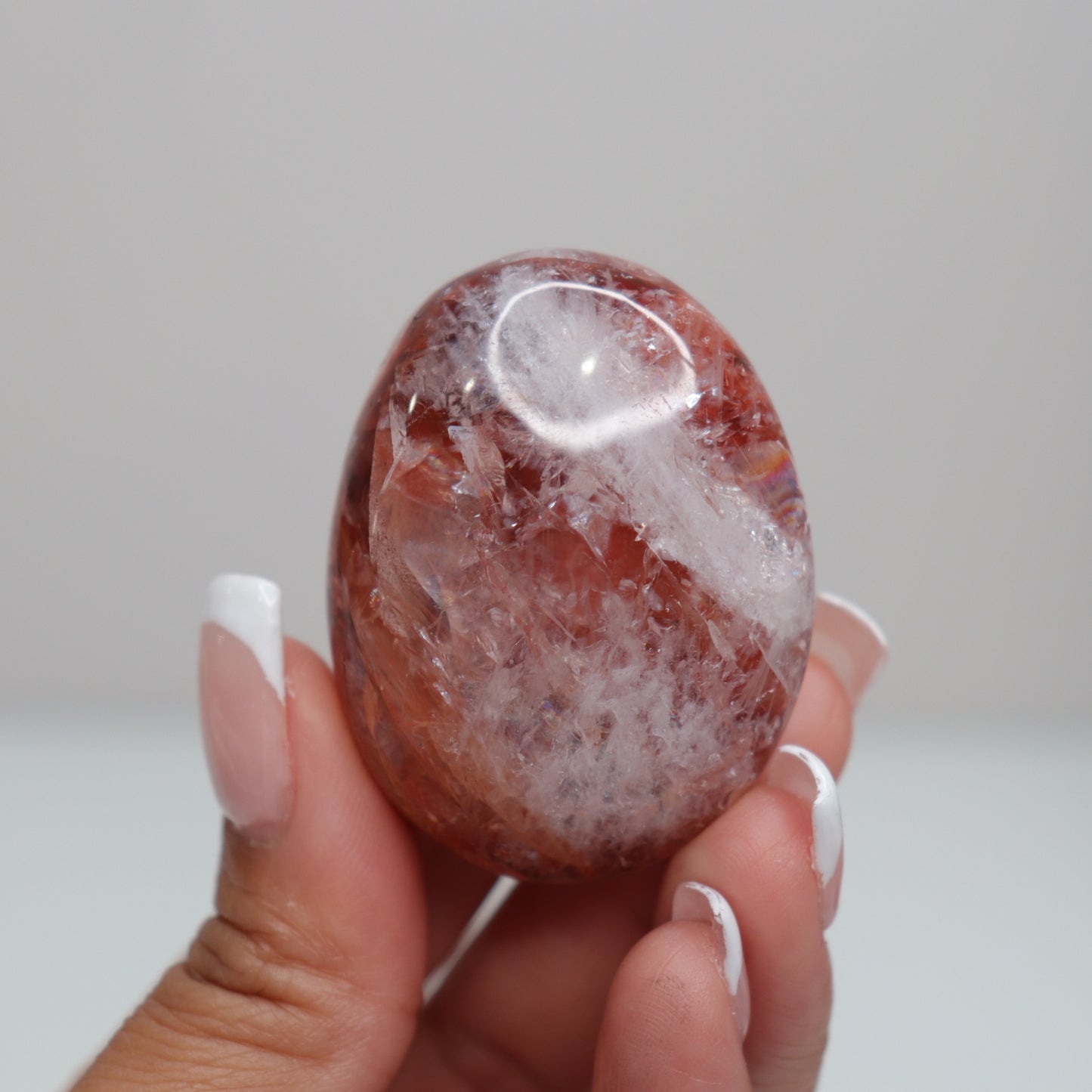Hematoid Quartz Palm Stone | 13
