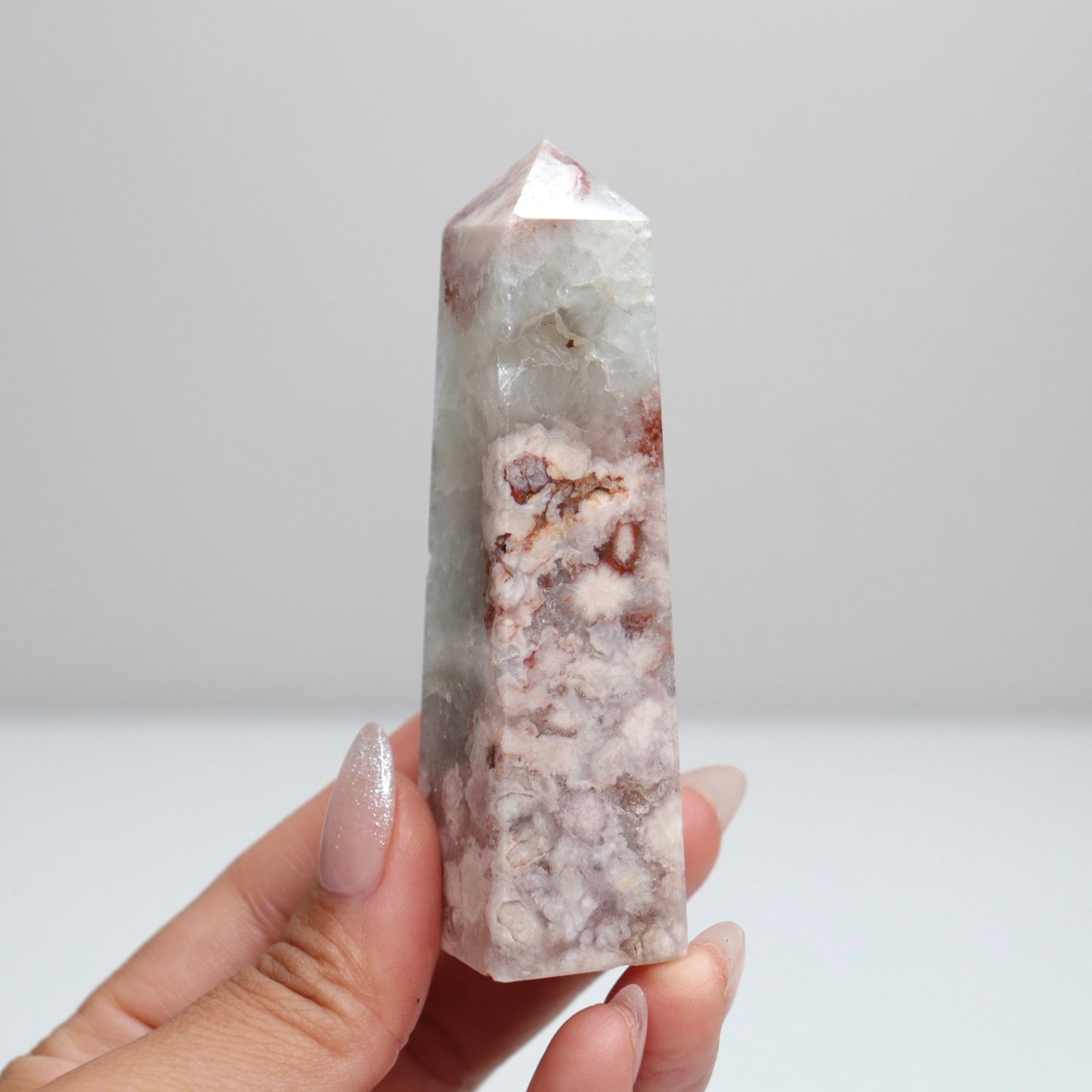 Flower Agate & Quartz Tower