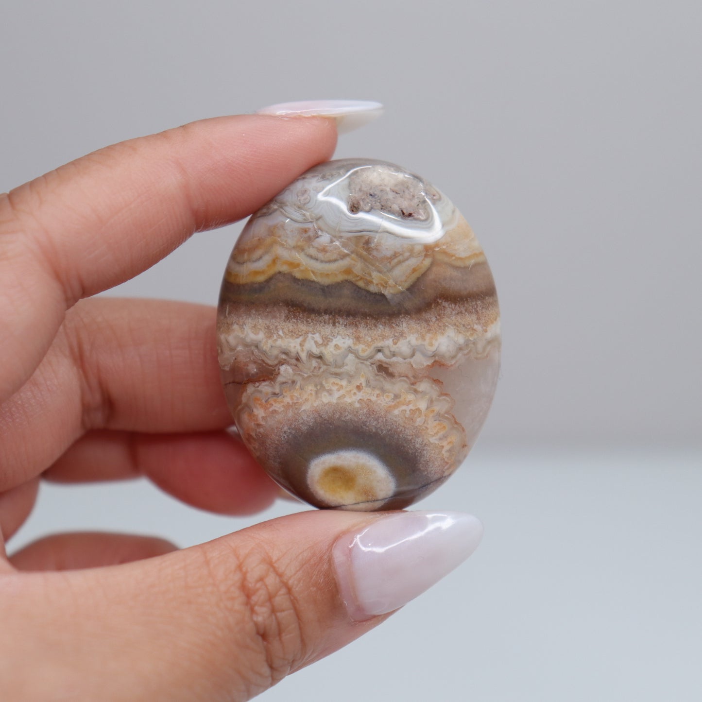 Mexican Lace Agate Palm Stone | 51