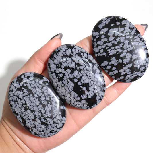 Snowflake Obsidian Flat Palm Stones
