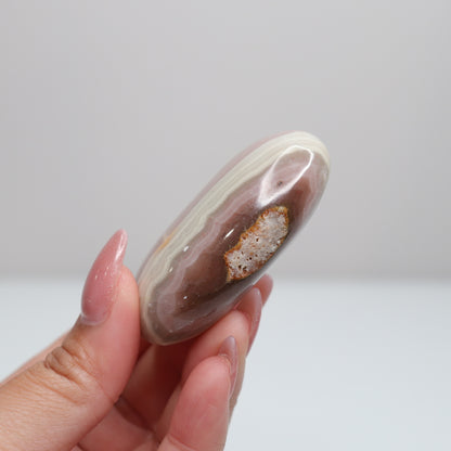Pink Banded Onyx Palm Stone | 66