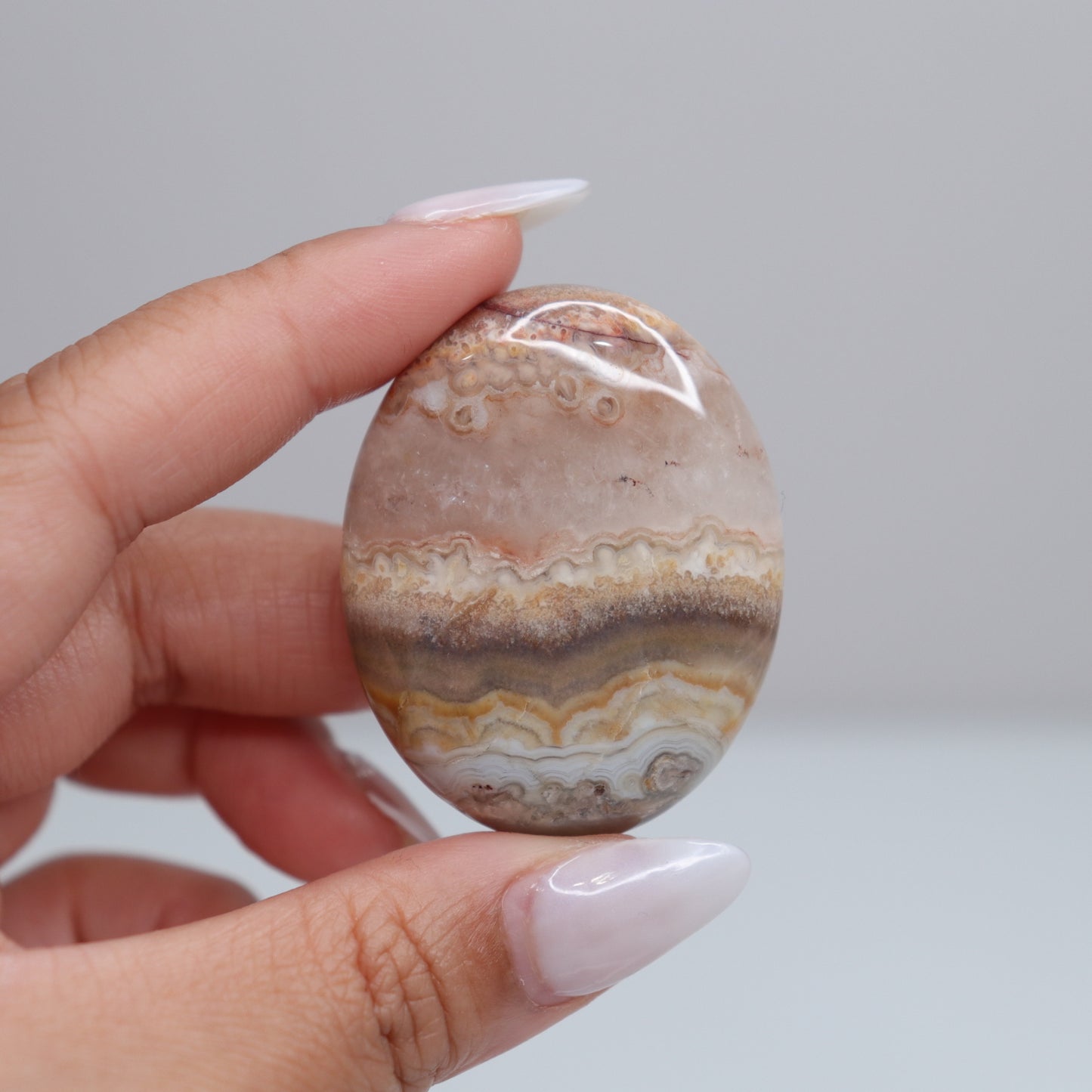 Mexican Lace Agate Palm Stone | 51