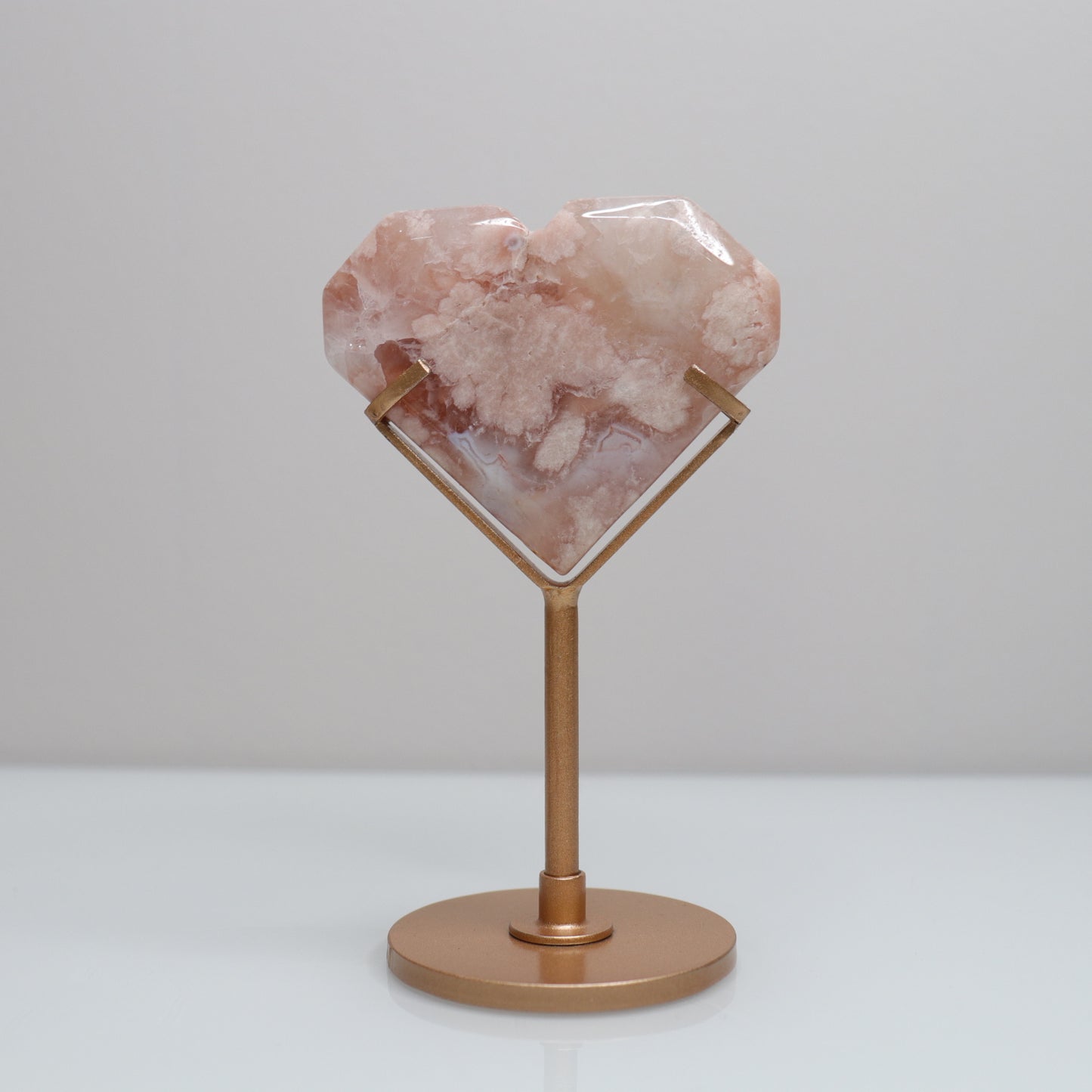 Flower Agate Heart w/ Stand | 3