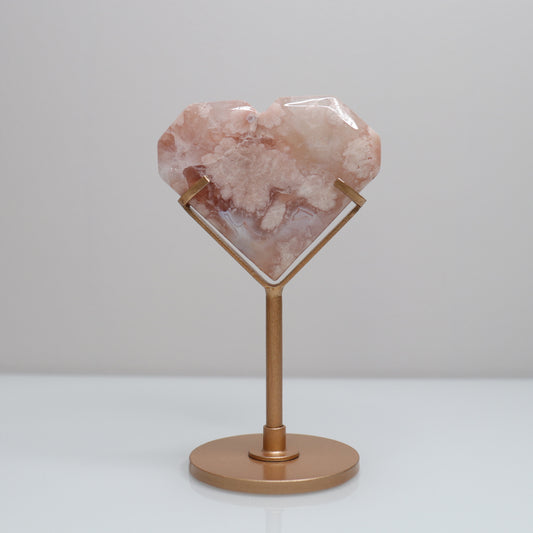 Flower Agate Heart w/ Stand | 3