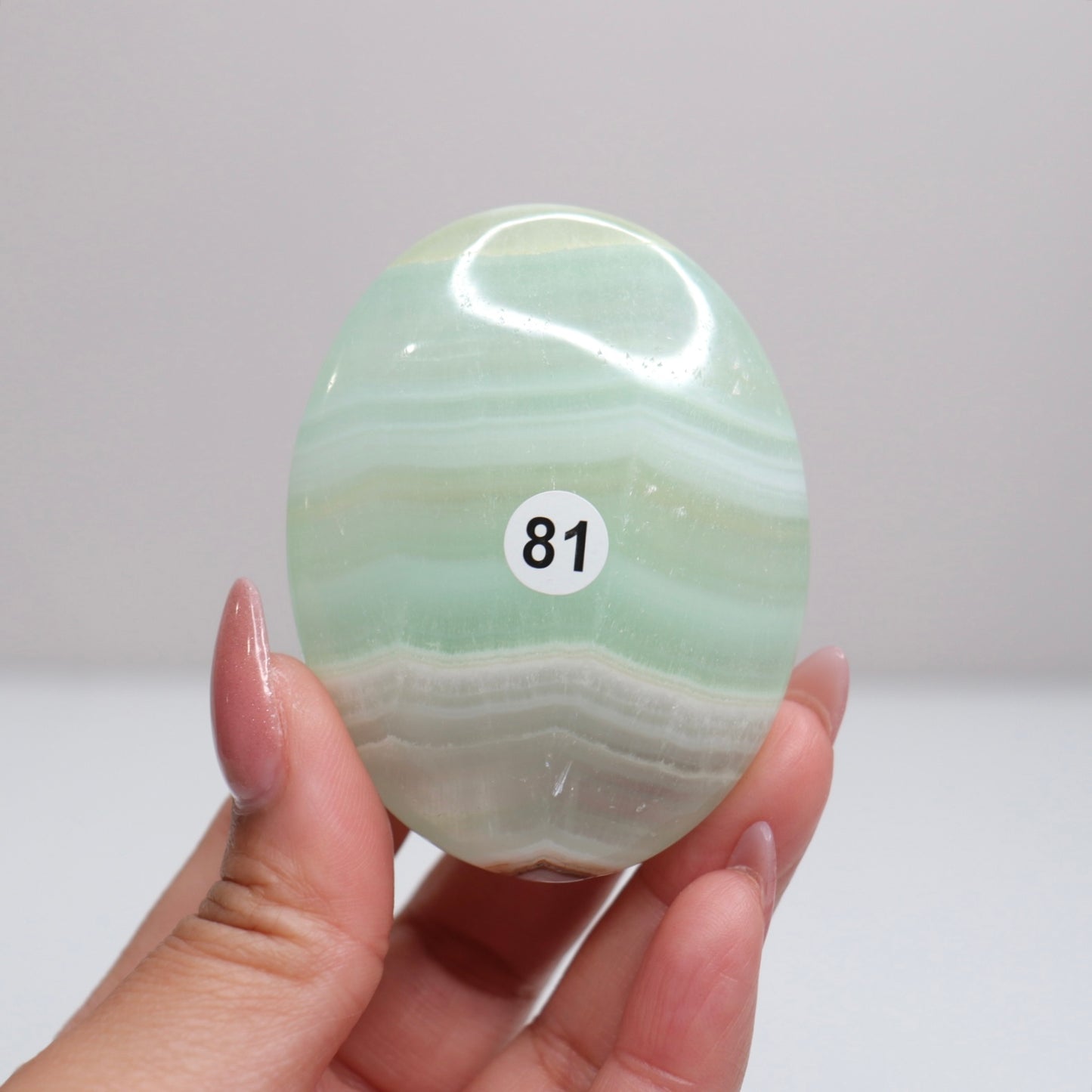 Pistachio Calcite Palm Stone | 81