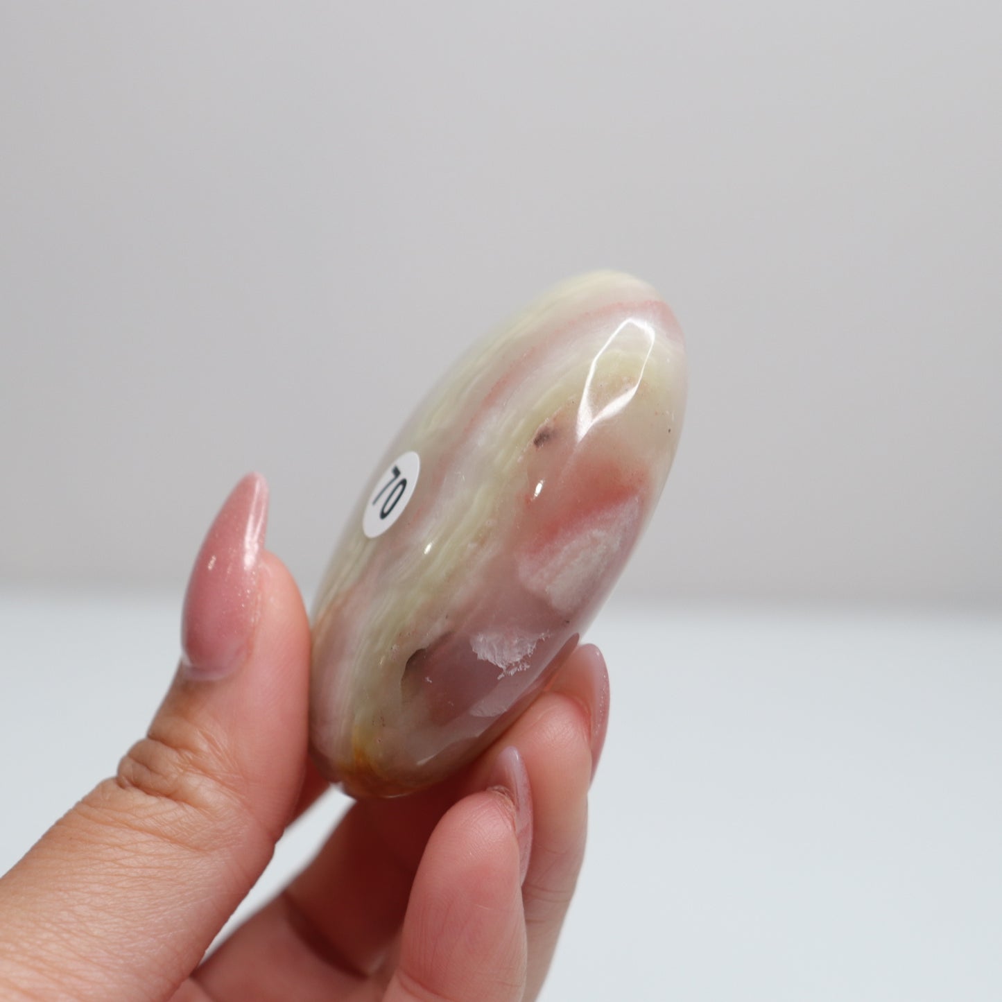 Pink Banded Onyx Palm Stone | 70