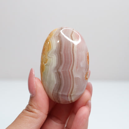 Pink Banded Onyx Palm Stone | 67