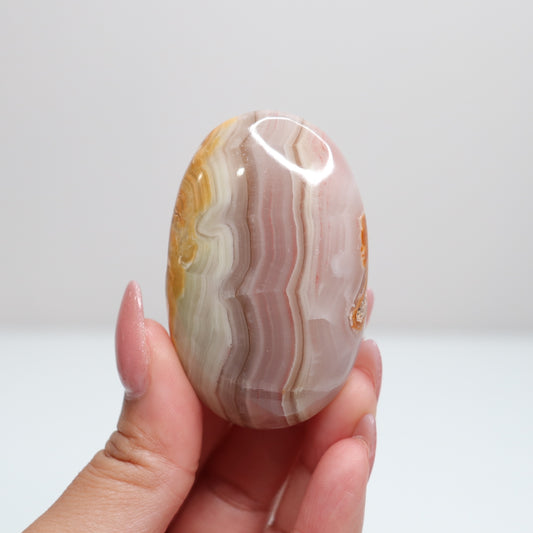 Pink Banded Onyx Palm Stone | 67