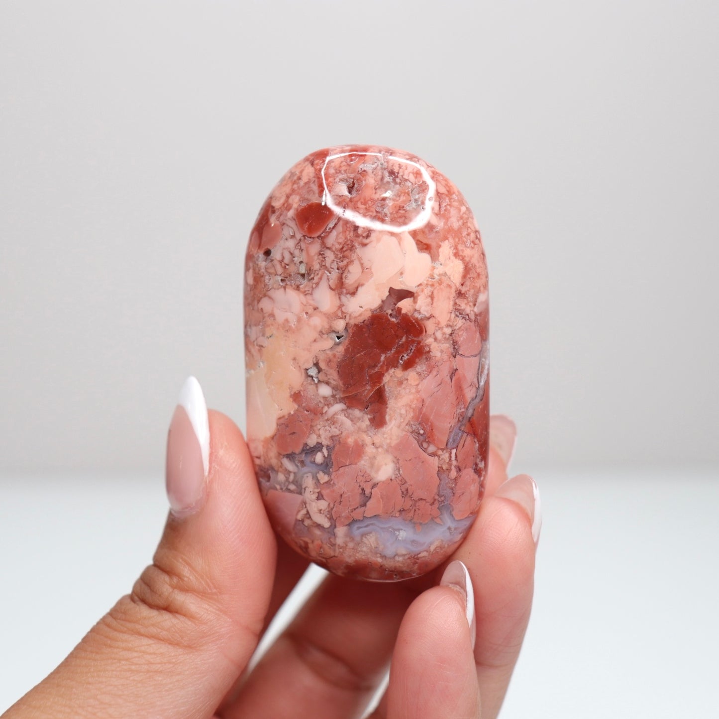 Pink Agate Palm Stone F