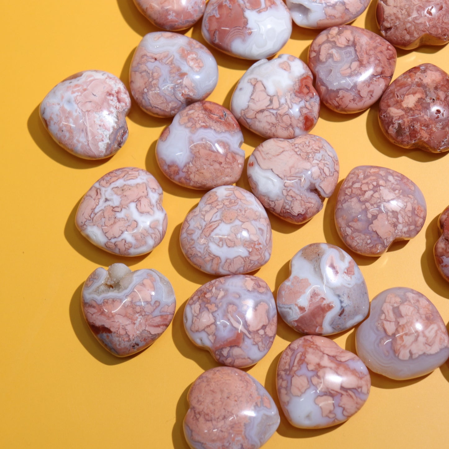 Pink Agate Hearts