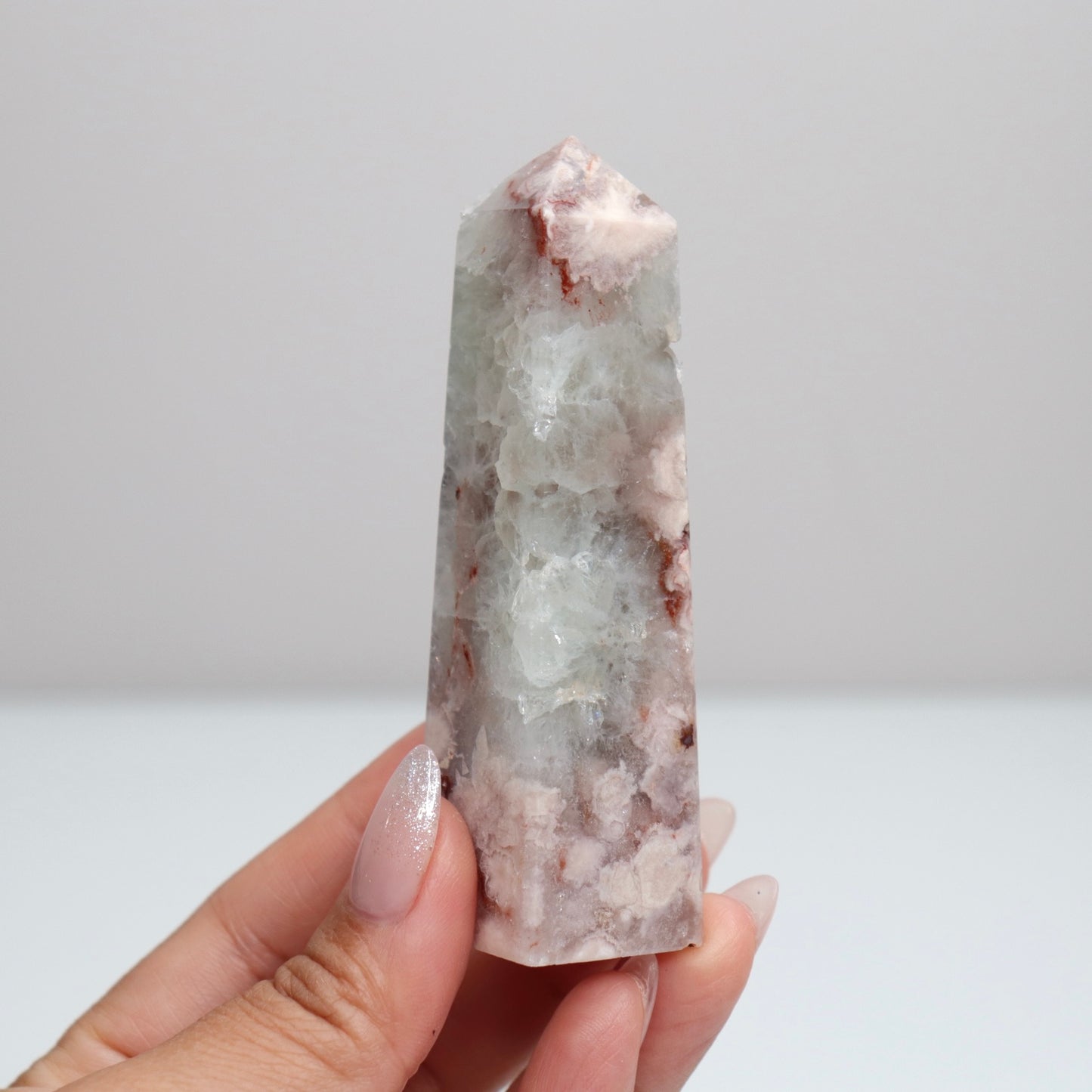 Flower Agate & Quartz Tower