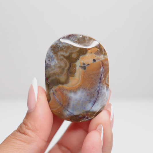 Mexican Lace Agate Palm Stone M