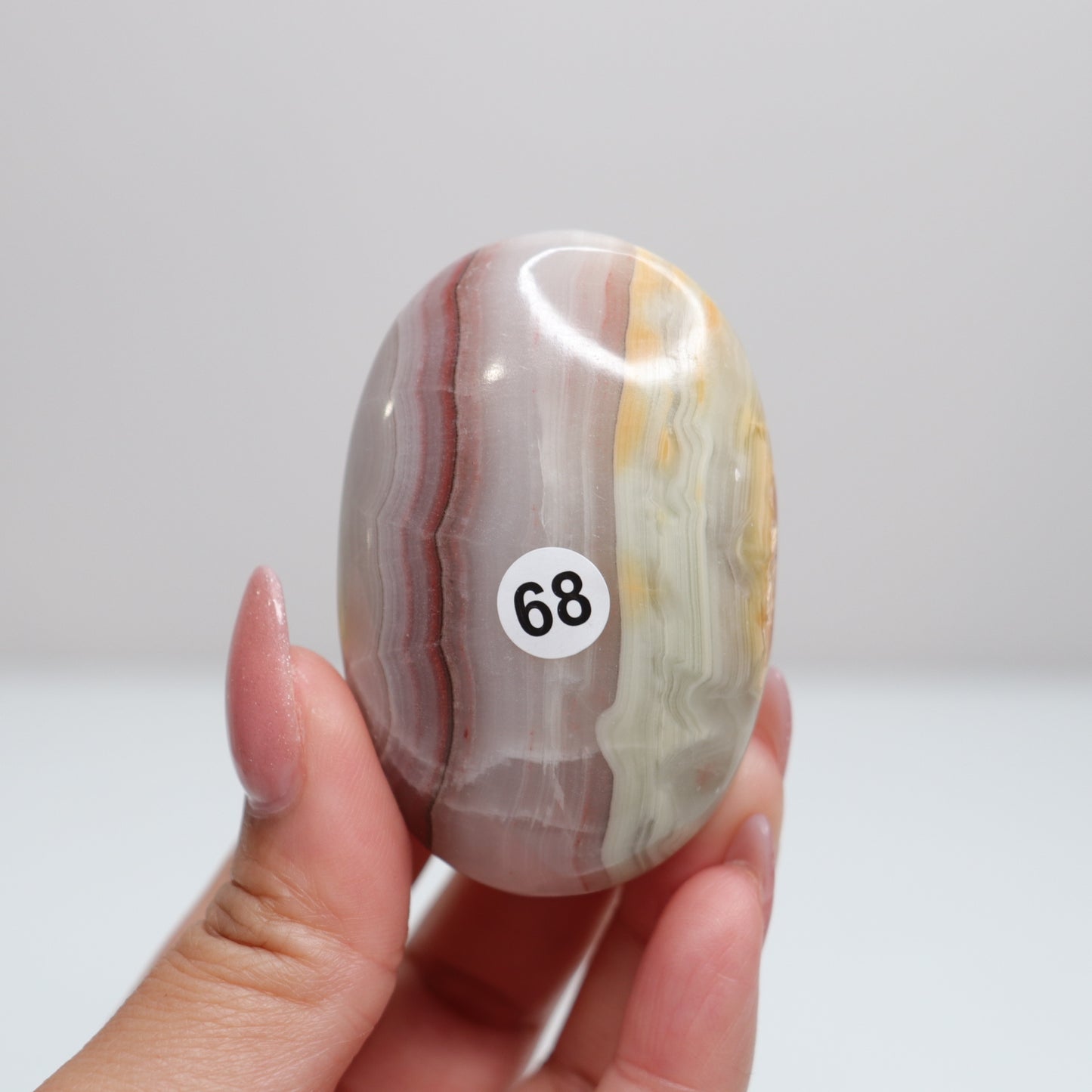 Pink Banded Onyx Palm Stone | 68